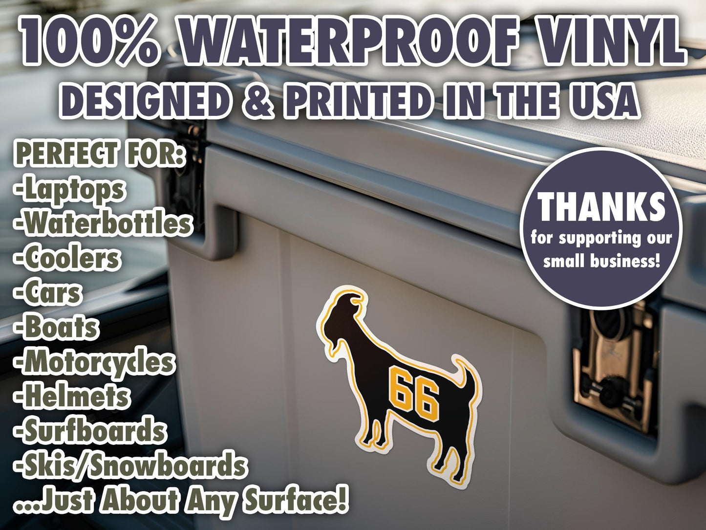 Mario Lamieux Goat 66 Penguins Waterproof Vinyl Sticker Decal Art