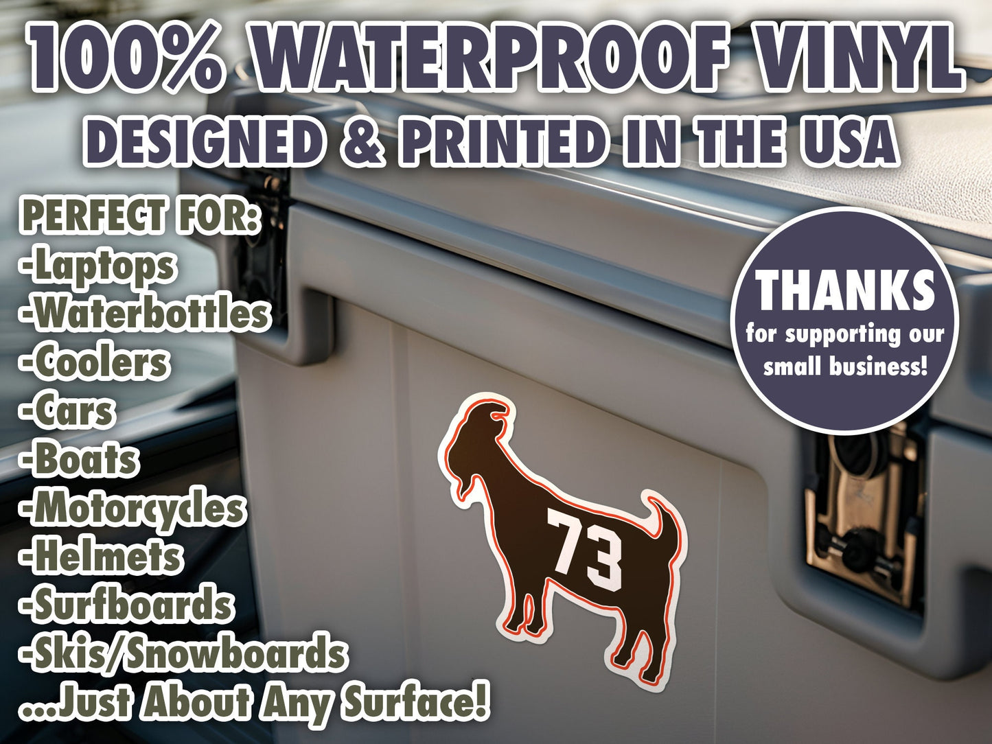 Joe Thomas Goat 73 Browns Waterproof Vinyl Sticker Decal Art