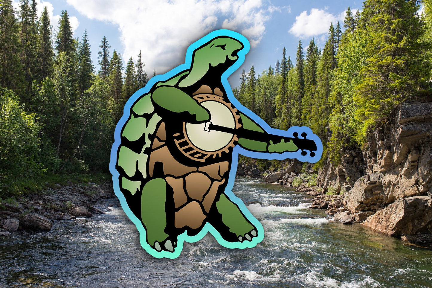 Terrapin Turtle With Banjo Waterproof Vinyl Sticker Decal Grateful Dead Lyric Art